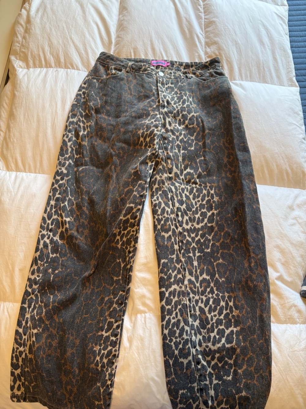 Edikted Leopard Print Jeans with Pink Label